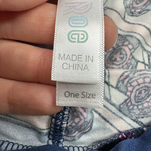 Lularoe One Size leggings blue mixed tape cassette - Picture 2 of 4